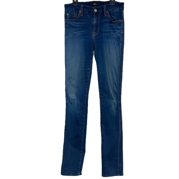 7 For All Mankind Jeans 29 Blue 5-Pocket Logo Stretch‎ AU0231396A Casual USA - Picture 2 of 13